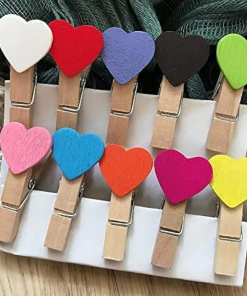 Mini Heart Wooden Clips