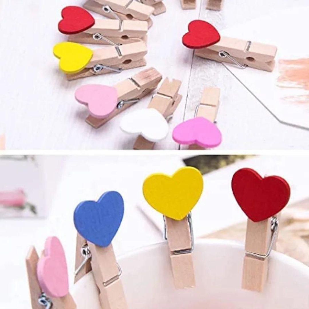 Mini Heart Wooden Clips
