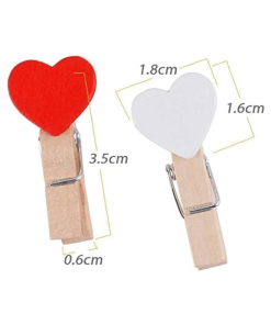 Mini Heart Wooden Clips