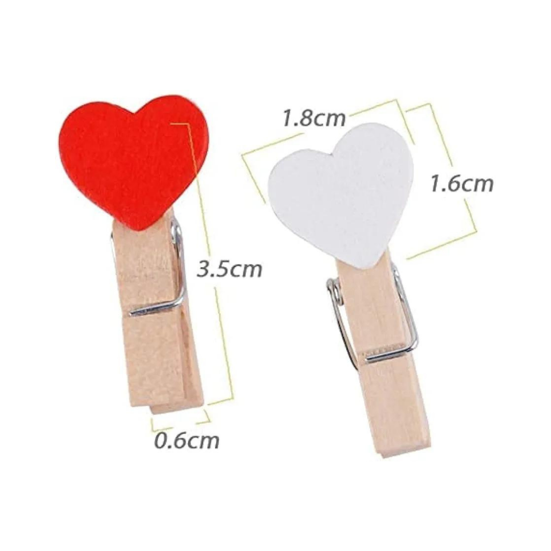 Mini Heart Wooden Clips