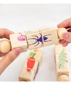 Wooden Puzzle with Rotating Blocks (1pc)