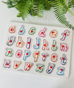 Lower case alphabet knob board