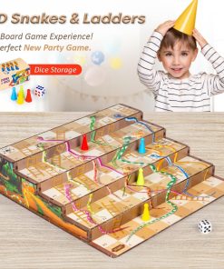 3D Snakes & Ladders MDF Wooden Board Game